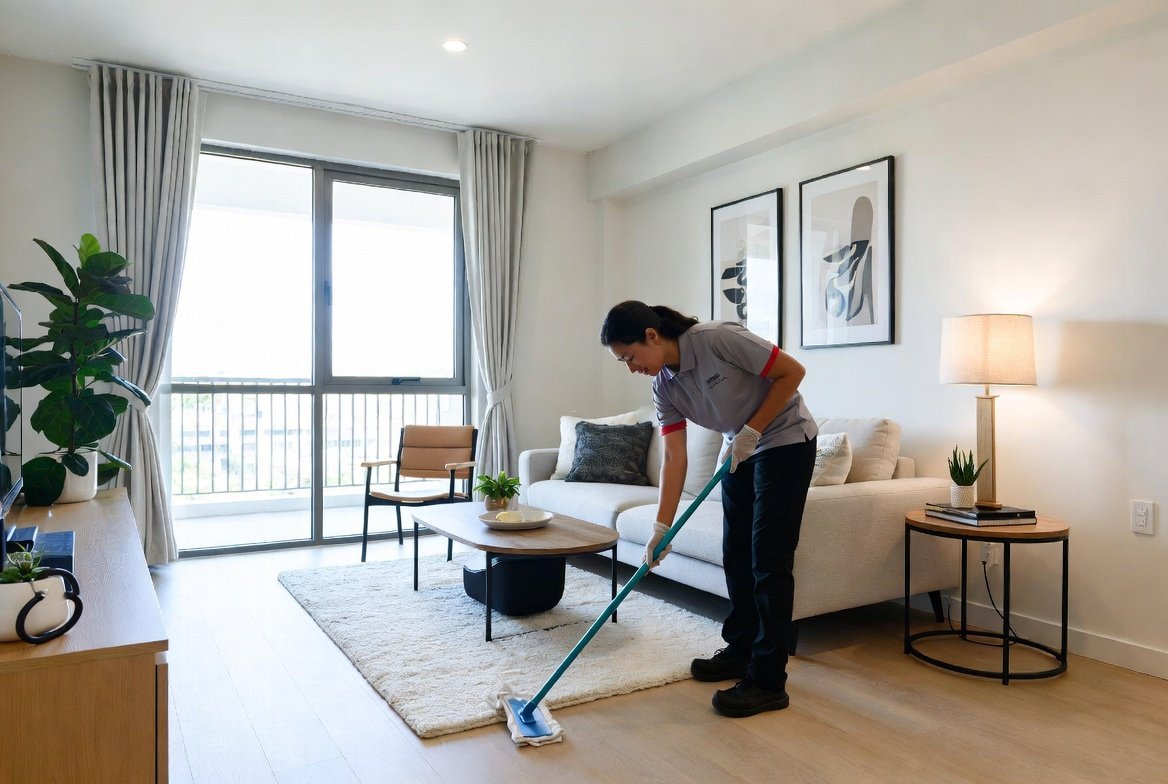Domestic cleaning in a Singapore home